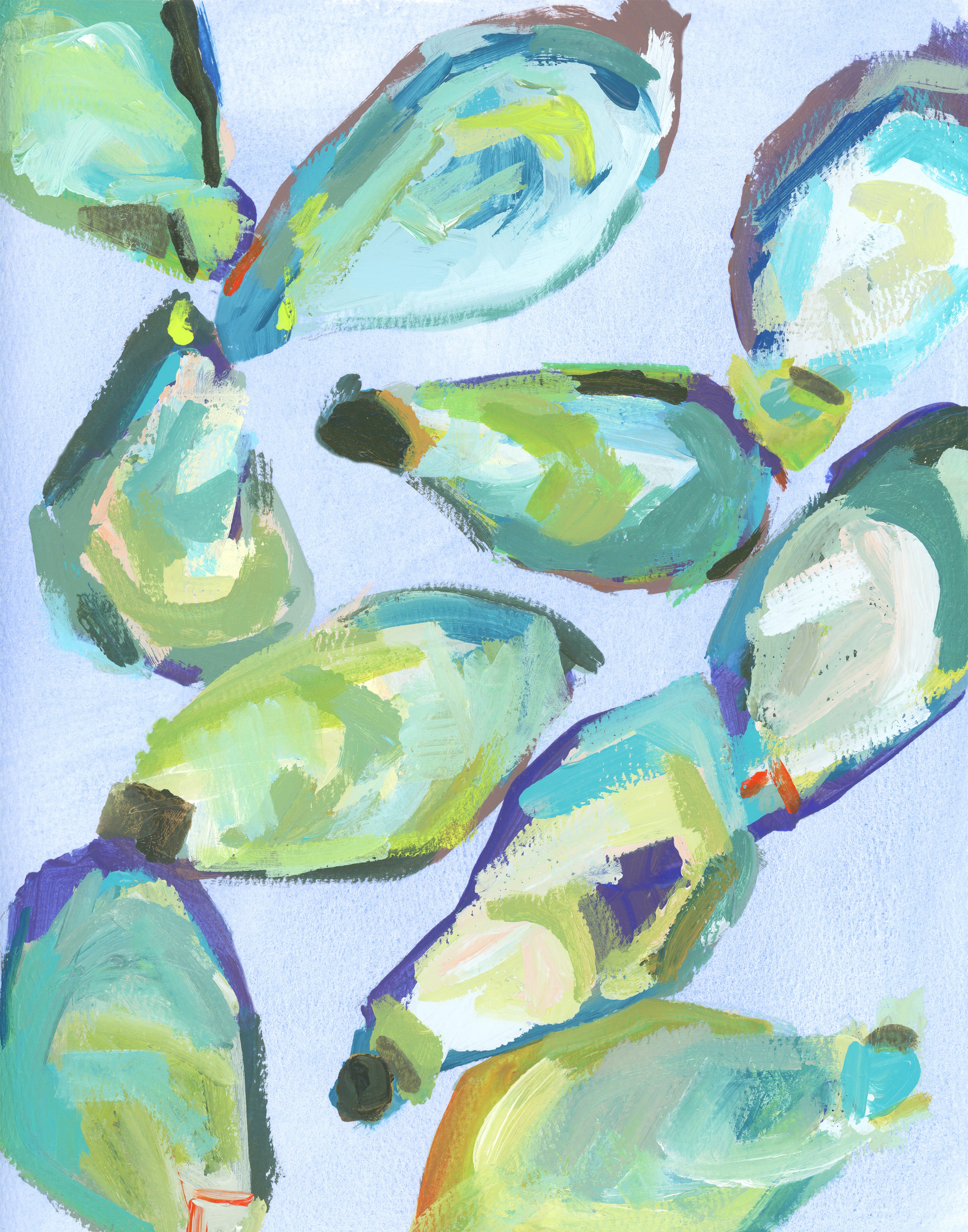 Ocean Theme Wall Art Coastal Farmhouse Print Beach House Collection Seaside Style Decor Modern Nautical Design Kitchen Display Artwork Abstract Shell Pattern Premium Quality Construction Beautiful Home Essential Blue Teal Collection