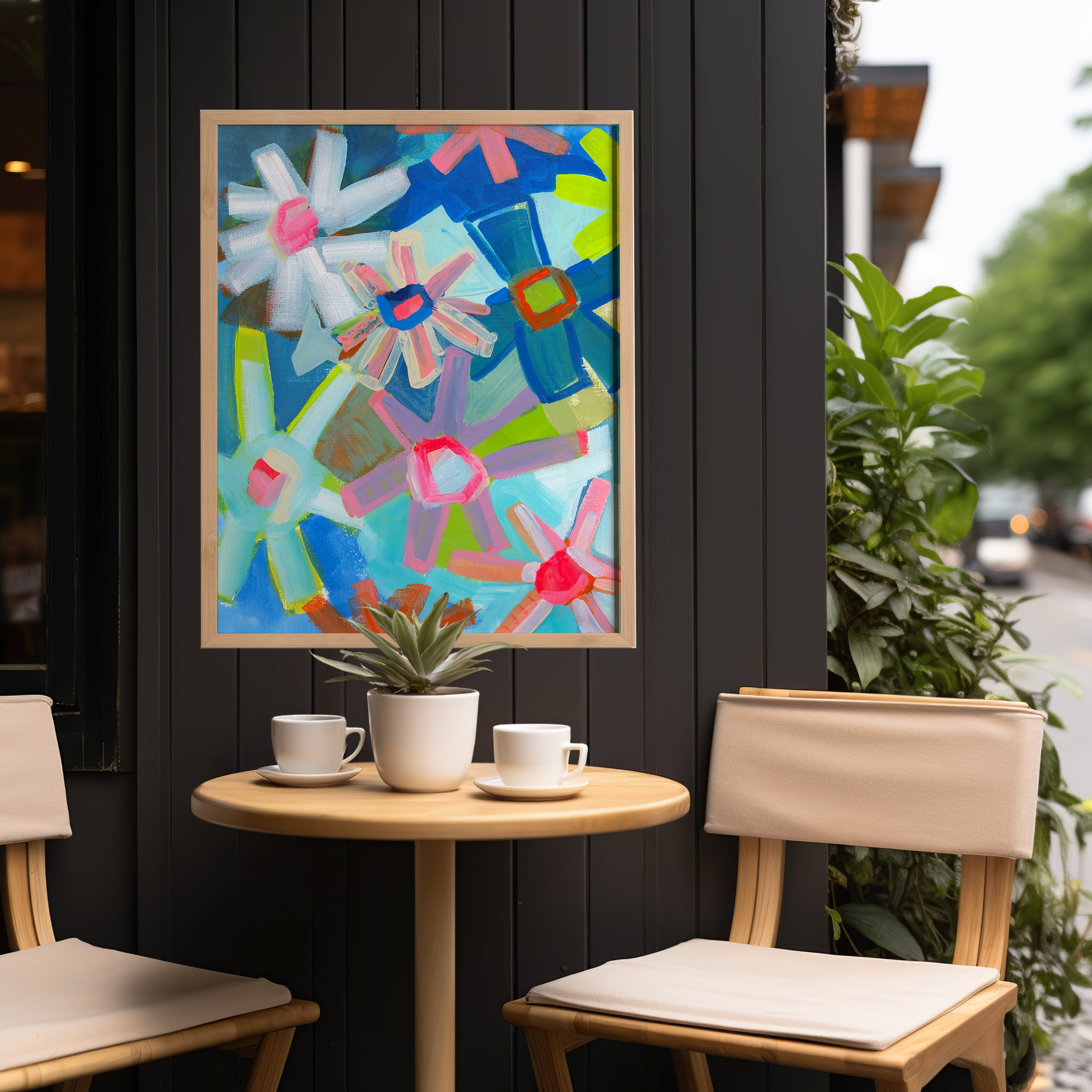 Blue Floral Abstract Print