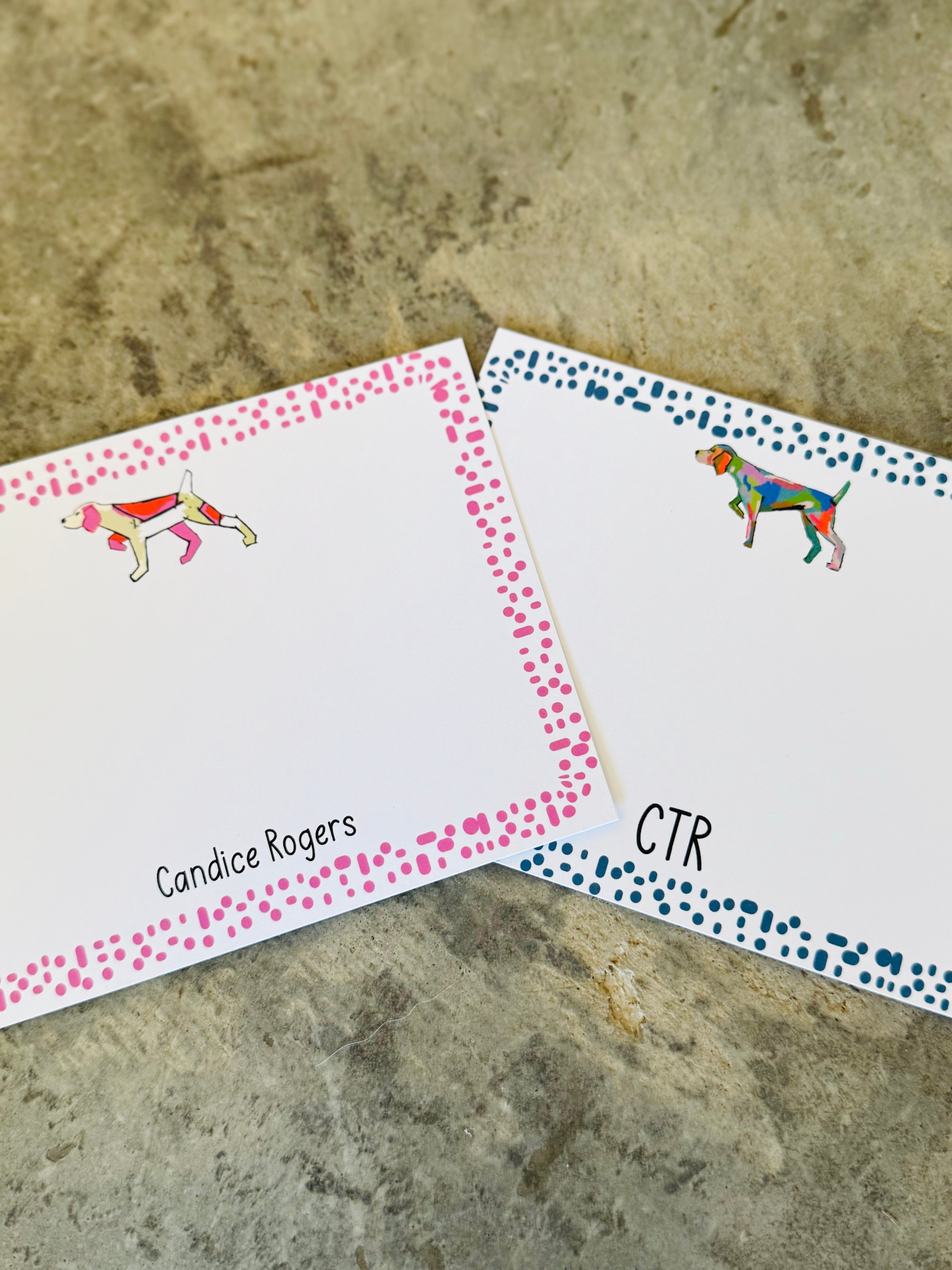 Polka Dot Bird Dog Notecard