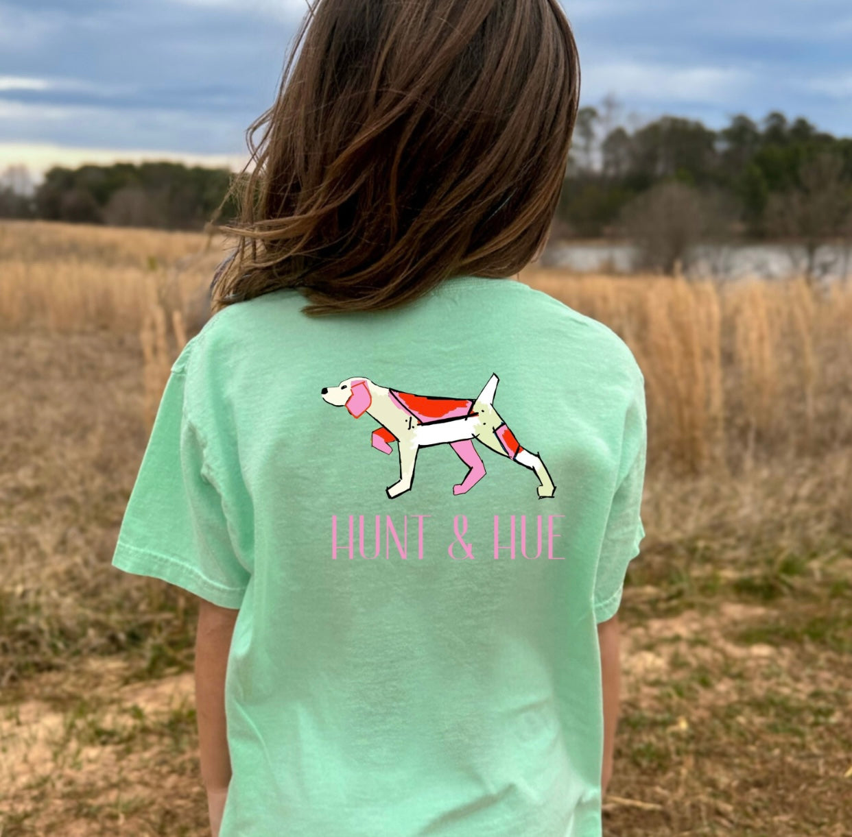 Youth pretty in pink bird dog tee