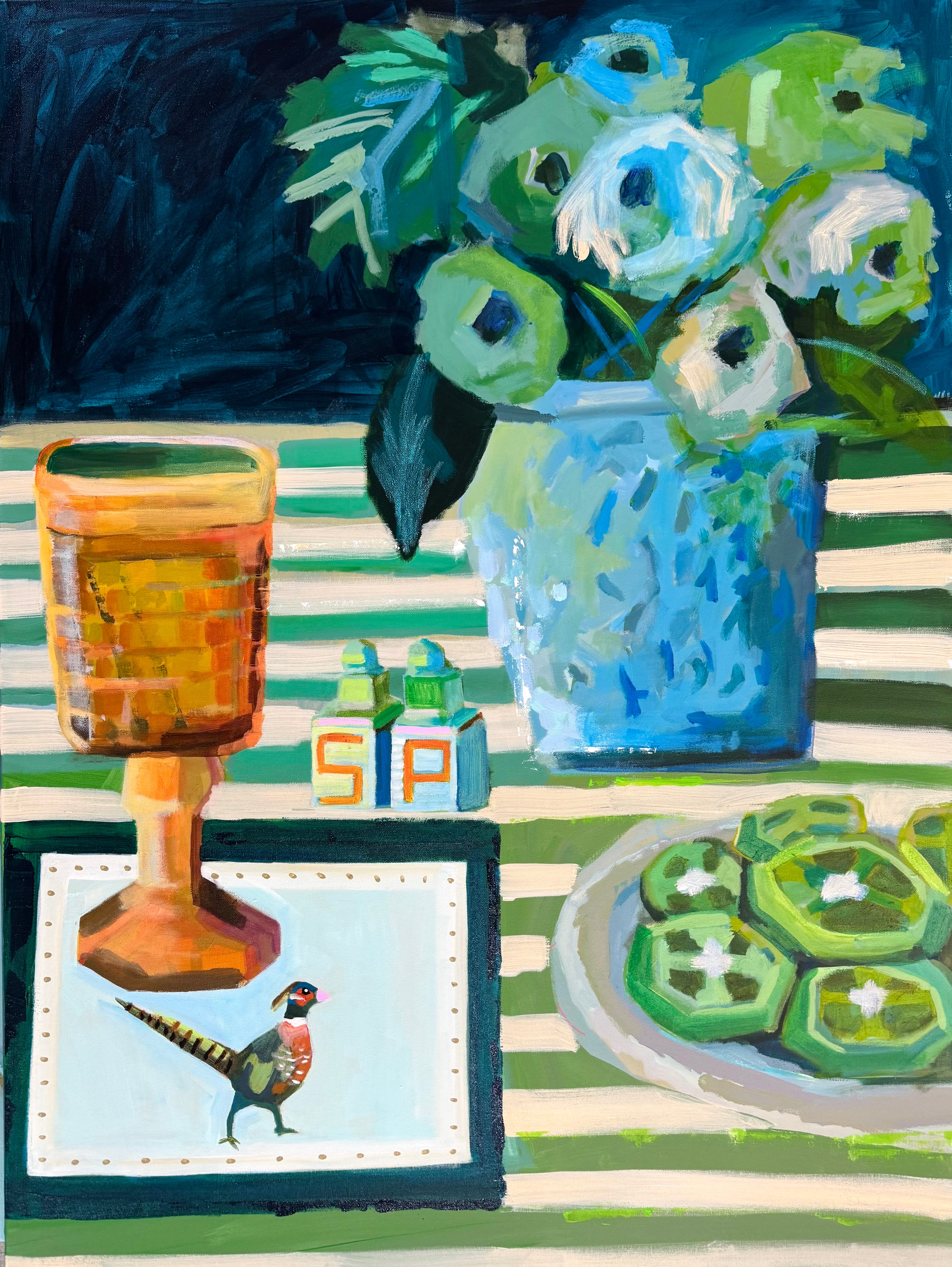 Pheasants and Flowers, 30" x 40"