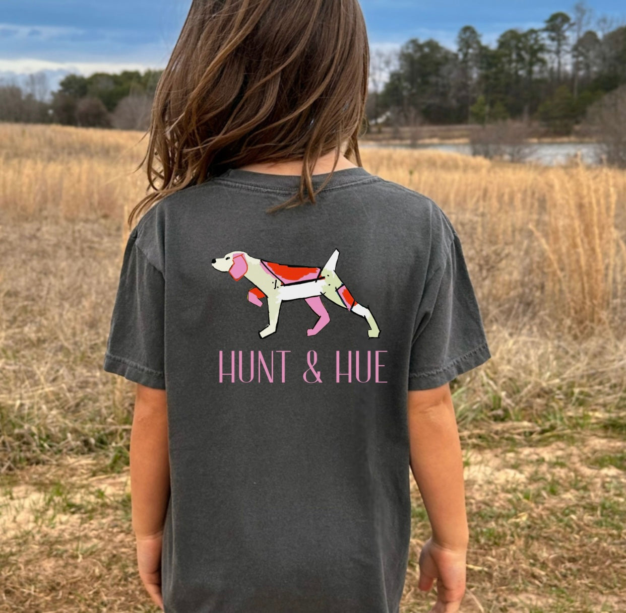 Youth pretty in pink bird dog tee