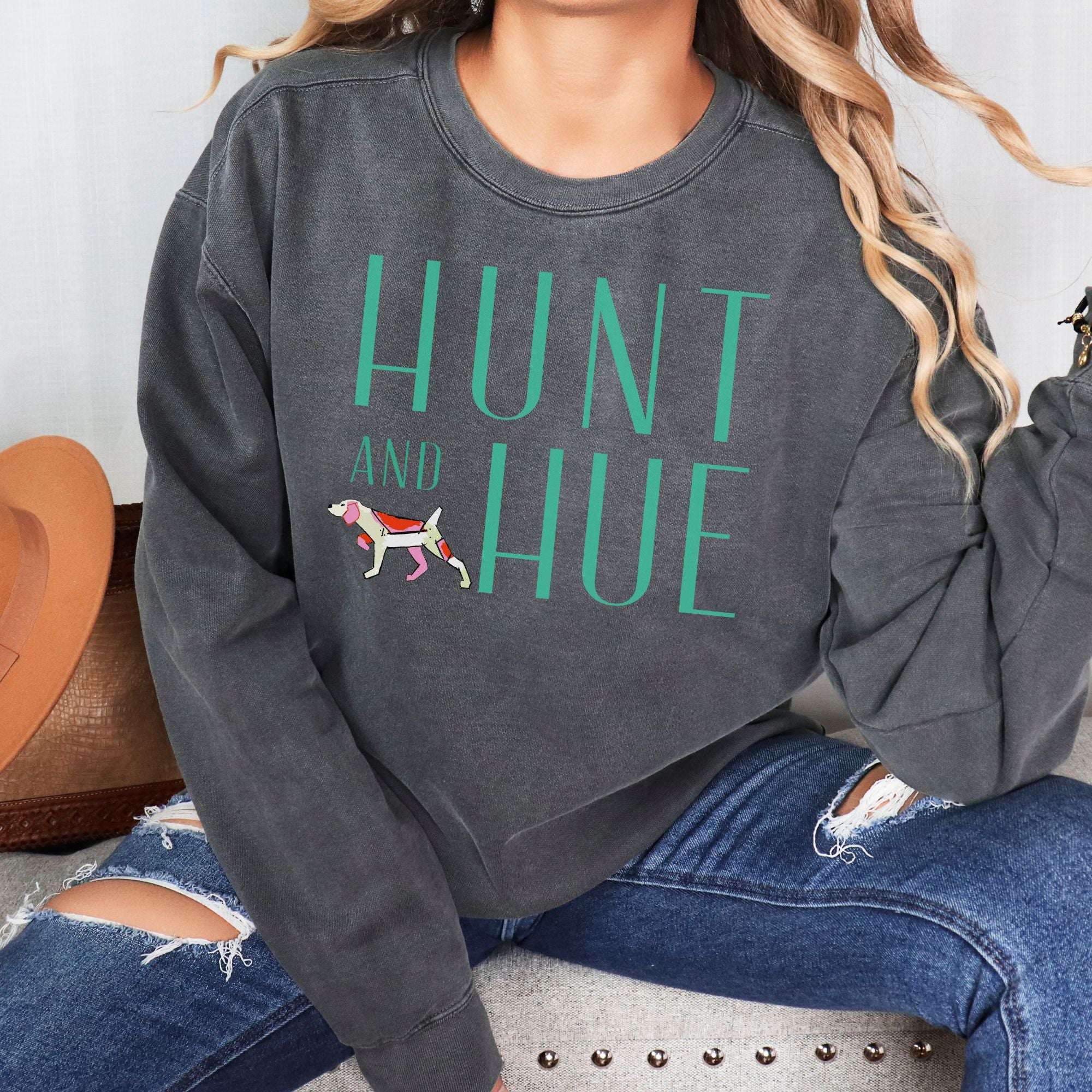 Hunt & Hue Pink/Red Bird Dog Logo Sweatshirt